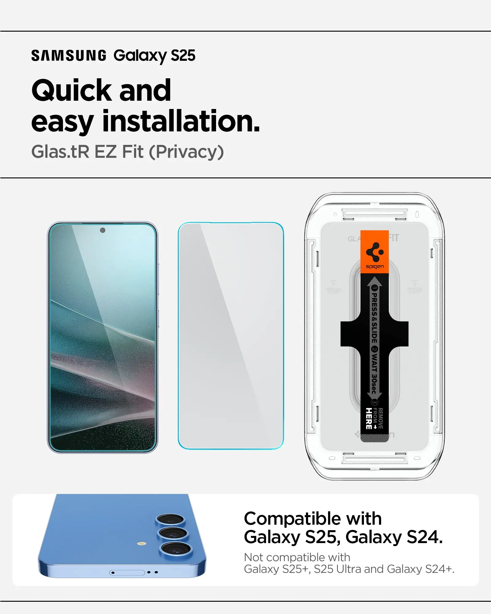 [2 Pack] Samsung S25 / S24 Privacy Screen Protector Glas.tR EZ Fit - Image 2