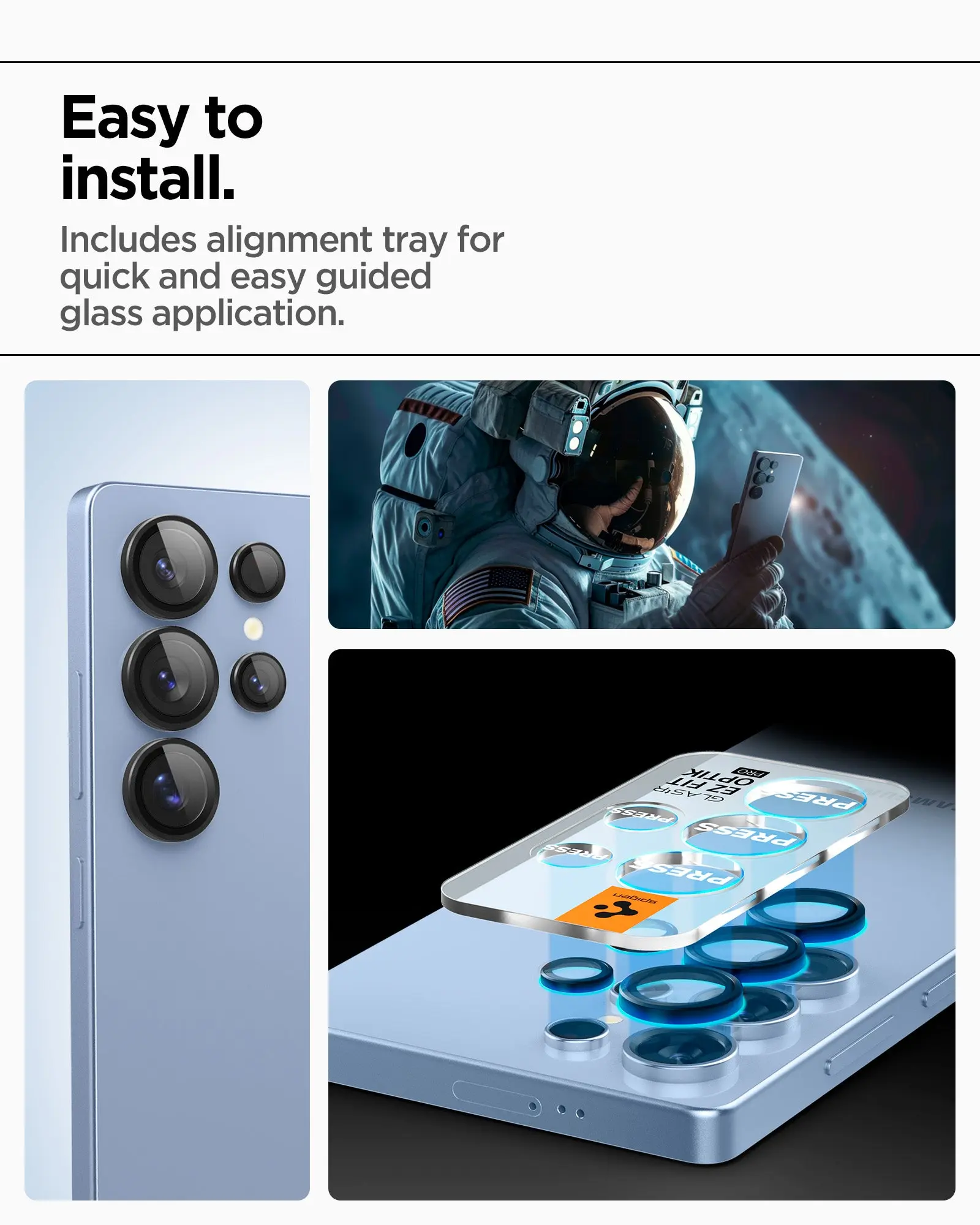 [2 Pack] Samsung S25 Ultra Camera Lens Protector EZ Fit Optik Pro HD - Image 6