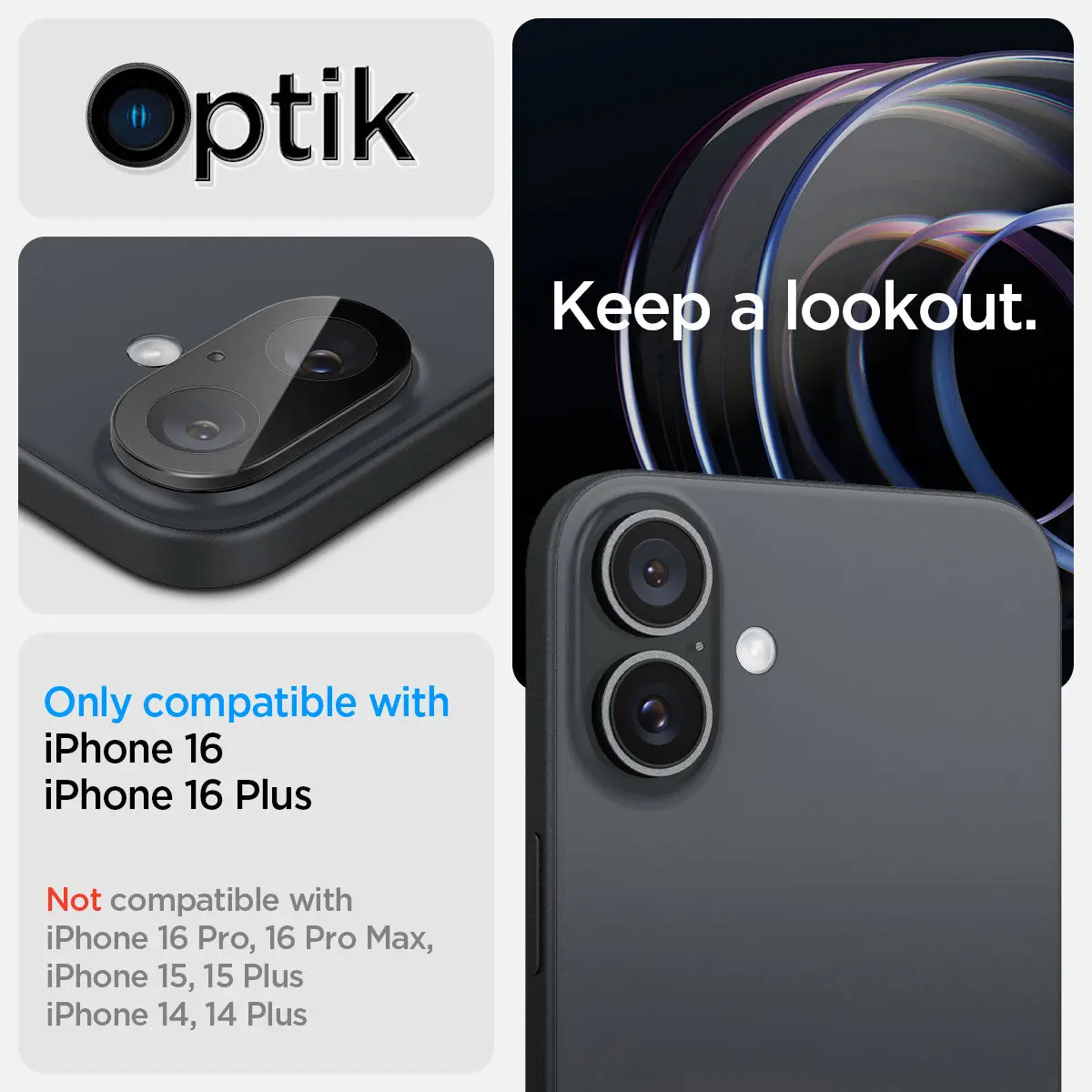 [2 Pack] iPhone 16 Plus / iPhone 16 Camera Lens Protector Optic Lens - Image 5