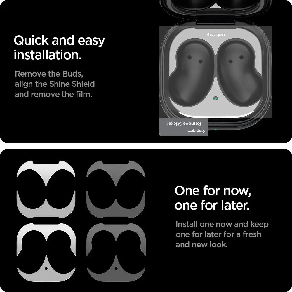 [2 Pack] Galaxy Buds Live Shine Shield Metal Silver Sticker - Image 4