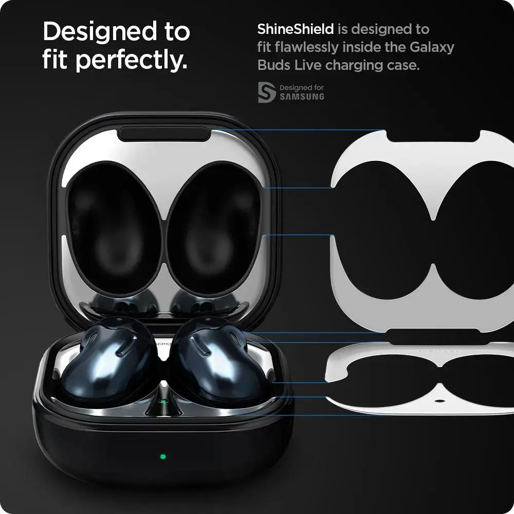 [2 Pack] Galaxy Buds Live Shine Shield Metal Silver Sticker - Image 5