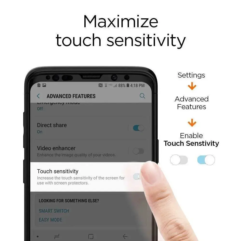 [1 Pack] Galaxy S9 Plus Screen Protector GLAS.tR Curved Black HD - Image 6