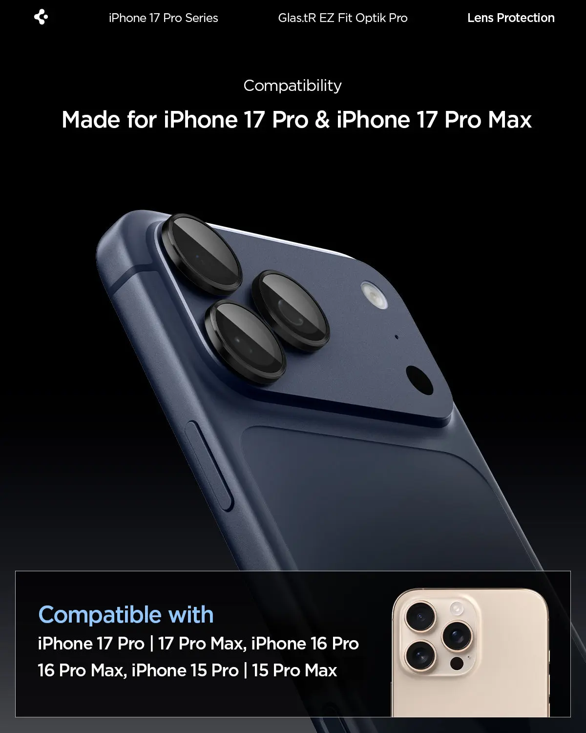 [2 Pack] iPhone 17 Pro Max / 17 Pro / 16 Pro Max / 16 Pro / 15 Pro Max / 15 Pro / 14 Pro Max / 14 Pro Camera Lens Protector EZ Fit Optik Pro - Image 13